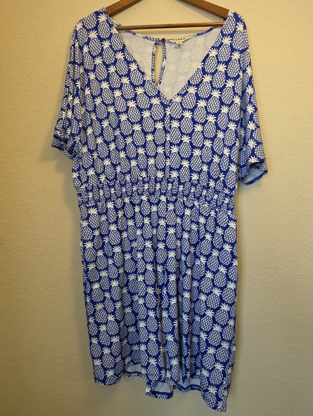 Boden Romper Womens 16R Blue White Pineapple Print Summer Festival Resortwear‎